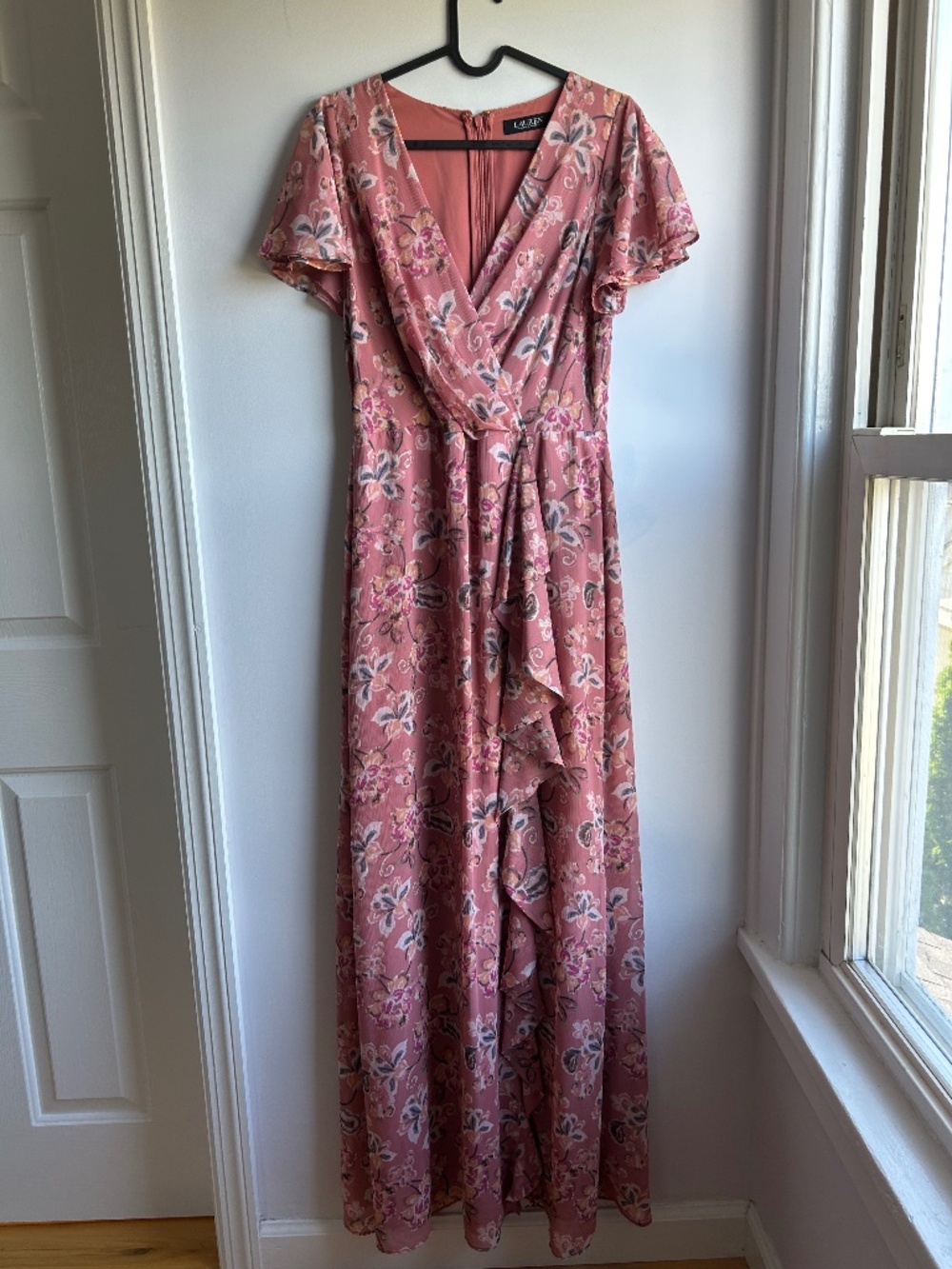 Lauren Ralph Lauren Floral Pink Faux Wrap Midi dress with removable belt
